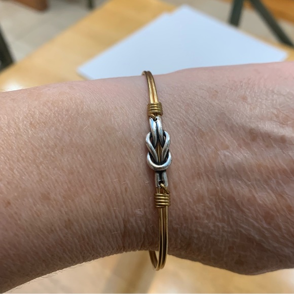 Luca + Danni Love Knot Bangle Bracelet Mixed Metal Silver and Brass - Picture 4 of 12